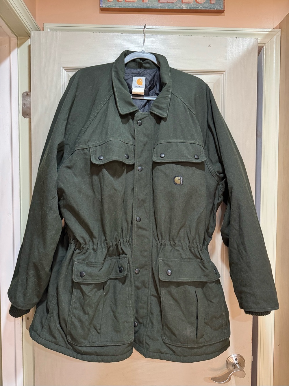 Vintage Carhartt C41 Hunter Green Quilt Lined Parka Jacket Mens XXL 2XL 90’s USA